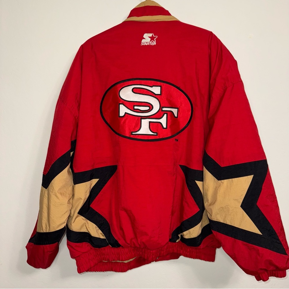 Vintage Rare 90s Starter San Francisco 49ers Puffer Jacket Red NFL Star XL EUC - Picture 8 of 10